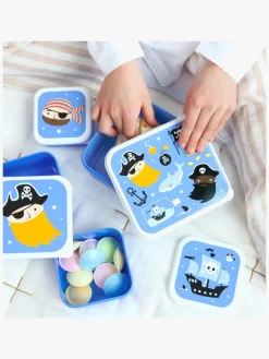 Spisetid|ALittleLovelyCompany A Little Lovely Company Madkasse-sæt, Pirater Blå/Flerfarvet