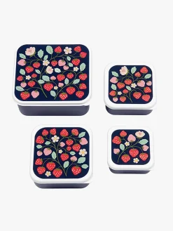 Spisetid|ALittleLovelyCompany A Little Lovely Company Madkasse-sæt, Jordbær Blå/Flerfarvet