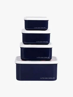 Spisetid|ALittleLovelyCompany A Little Lovely Company Madkasse-sæt, Jordbær Blå/Flerfarvet