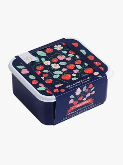 Spisetid|ALittleLovelyCompany A Little Lovely Company Madkasse-sæt, Jordbær Blå/Flerfarvet