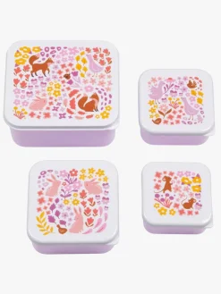 Spisetid|ALittleLovelyCompany A Little Lovely Company Madkasse-sæt, Blomsterhave Lilla/Hvid/Flerfarvet