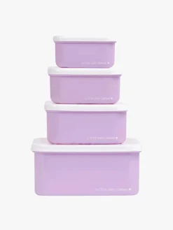 Spisetid|ALittleLovelyCompany A Little Lovely Company Madkasse-sæt, Blomsterhave Lilla/Hvid/Flerfarvet