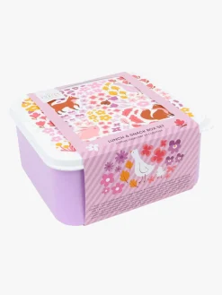 Spisetid|ALittleLovelyCompany A Little Lovely Company Madkasse-sæt, Blomsterhave Lilla/Hvid/Flerfarvet