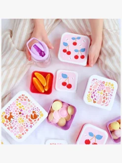 Spisetid|ALittleLovelyCompany A Little Lovely Company Madkasse-sæt, Blomsterhave Lilla/Hvid/Flerfarvet