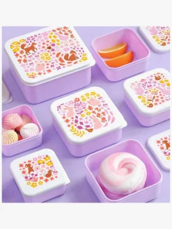 Spisetid|ALittleLovelyCompany A Little Lovely Company Madkasse-sæt, Blomsterhave Lilla/Hvid/Flerfarvet