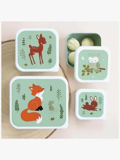 Spisetid|ALittleLovelyCompany A Little Lovely Company Madkasse-sæt, Skovens Venner Grøn/Flerfarvet