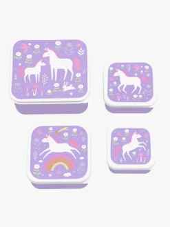 Spisetid|ALittleLovelyCompany A Little Lovely Company Madkasse-sæt, Unicorn dreams Lilla/Flerfarvet