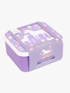 Spisetid|ALittleLovelyCompany A Little Lovely Company Madkasse-sæt, Unicorn dreams Lilla/Flerfarvet