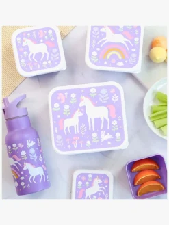 Spisetid|ALittleLovelyCompany A Little Lovely Company Madkasse-sæt, Unicorn dreams Lilla/Flerfarvet