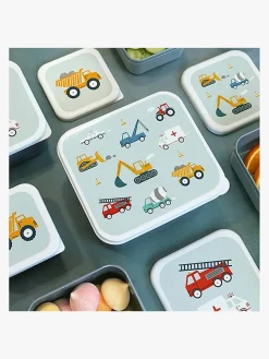 Spisetid|ALittleLovelyCompany A Little Lovely Company Madkasse-sæt, Køretøjer Blå/Flerfarvet