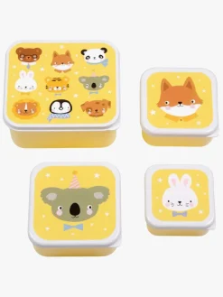 Spisetid|ALittleLovelyCompany A Little Lovely Company Madkasse-sæt, Dyrevenner Gul/Flerfarvet