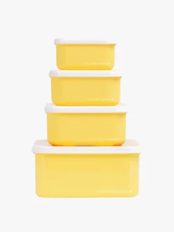 Spisetid|ALittleLovelyCompany A Little Lovely Company Madkasse-sæt, Dyrevenner Gul/Flerfarvet