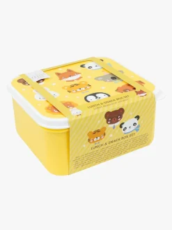 Spisetid|ALittleLovelyCompany A Little Lovely Company Madkasse-sæt, Dyrevenner Gul/Flerfarvet