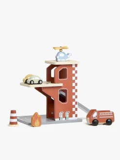 AliceFox Legetøjsbiler & -Fartøjer-Alice & Fox Brandstation Garage, Rød