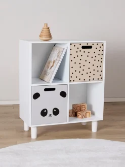 Børnemøbler|AliceFox Alice & Fox DELTA Bogreol med Opbevaringskasse, Hvid Grå/Beige/Hvid