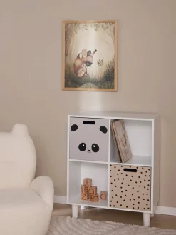 Børnemøbler|AliceFox Alice & Fox DELTA Bogreol med Opbevaringskasse, Hvid Grå/Beige/Hvid