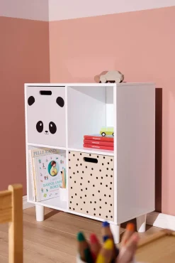 Børnemøbler|AliceFox Alice & Fox DELTA Bogreol med Opbevaringskasse, Hvid Grå/Beige/Hvid