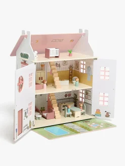 AliceFox Dukker & Bamser-Alice & Fox Dukkehus med Møbel & 4 Dukker, Pink