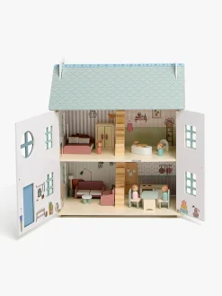 AliceFox Dukker & Bamser-Alice & Fox Dukkehus med Møbler & 4 Dukker, Blå