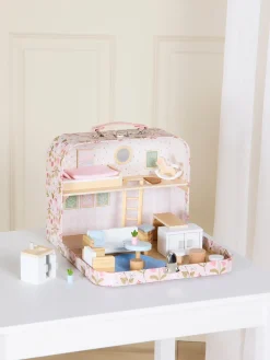 AliceFox Dukker & Bamser-Alice & Fox Kuffert Dukkehus, Lyserød/blå