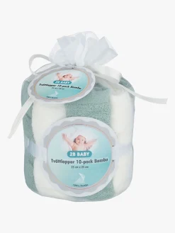 Pleje & Hygiejne|2BBaby 2B Baby Vaskeklude Bambus 10-pak, Grøn Grøn/Hvid