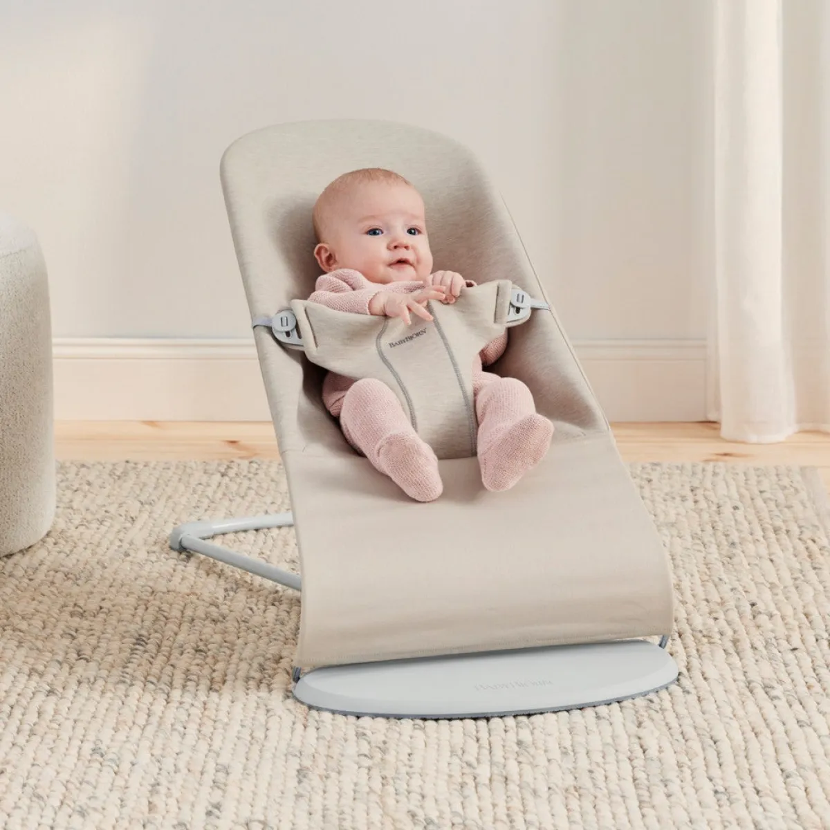 Skråstole & Babygynger|BABYBJORN BabyBjörn Bliss Skråstol 3D Jersey inkl. Sjove Øjne, Lys/Pastel Beige