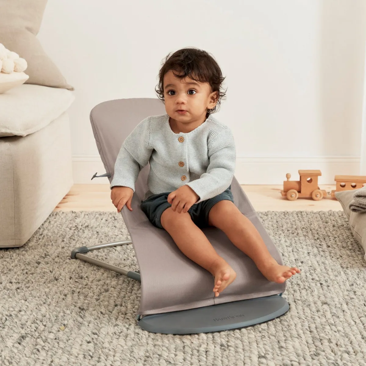 Skråstole & Babygynger|BABYBJORN BabyBjörn Bliss Skråstol Vævet Classic Quilt, Sandgrå Beige