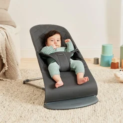 BABYBJORN Skråstole & Babygynger-BabyBjörn Bliss Skråstol Woven Classic Quilt, Antracitgrå