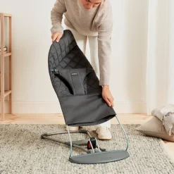 BABYBJORN Skråstole & Babygynger-BabyBjörn Bliss Skråstol Woven Classic Quilt, Antracitgrå