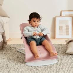 Skråstole & Babygynger|BABYBJORN BabyBjörn Bliss Skråstol Woven Bladmønstret Quilt, Gammelrosa Lyserød