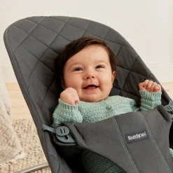 BABYBJORN Skråstole & Babygynger-BabyBjörn Bliss Skråstol Woven Classic Quilt inkl. Sjove Øjne, Antracitgrå