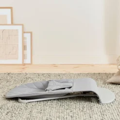 Skråstole & Babygynger|BABYBJORN BabyBjörn Bliss Skråstol Woven Bladmønstret Quilt, Lysegrå Grå