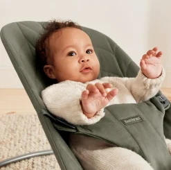 Skråstole & Babygynger|BABYBJORN BabyBjörn Bliss Skråstol Woven Bladmønstret Quilt, Mørkegrøn Grøn