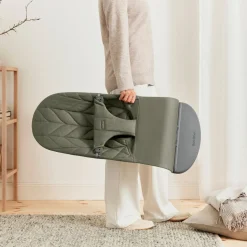 Skråstole & Babygynger|BABYBJORN BabyBjörn Bliss Skråstol Woven Bladmønstret Quilt, Mørkegrøn Grøn
