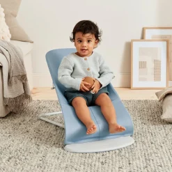 Skråstole & Babygynger|BABYBJORN BabyBjörn Bliss Skråstol Woven Bladmønstret Quilt, Blå Blå