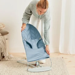 Skråstole & Babygynger|BABYBJORN BabyBjörn Bliss Skråstol Woven Bladmønstret Quilt, Blå Blå