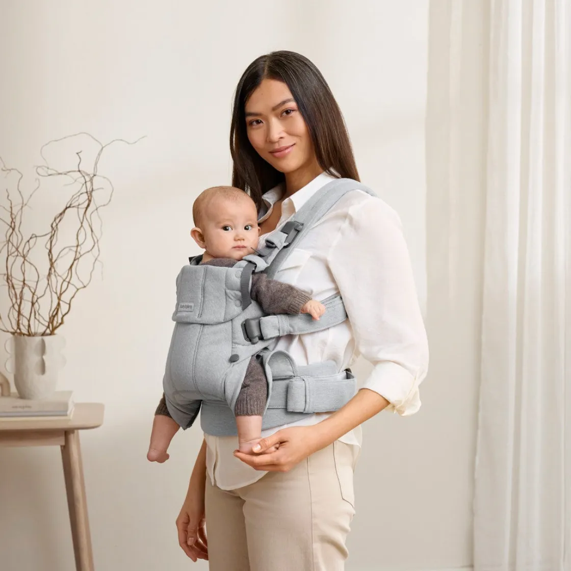 Bæreseler, Strækvikler & Bærestole|BABYBJORN BabyBjörn Harmony Bæresele Woven, Light Grey Melange Grå