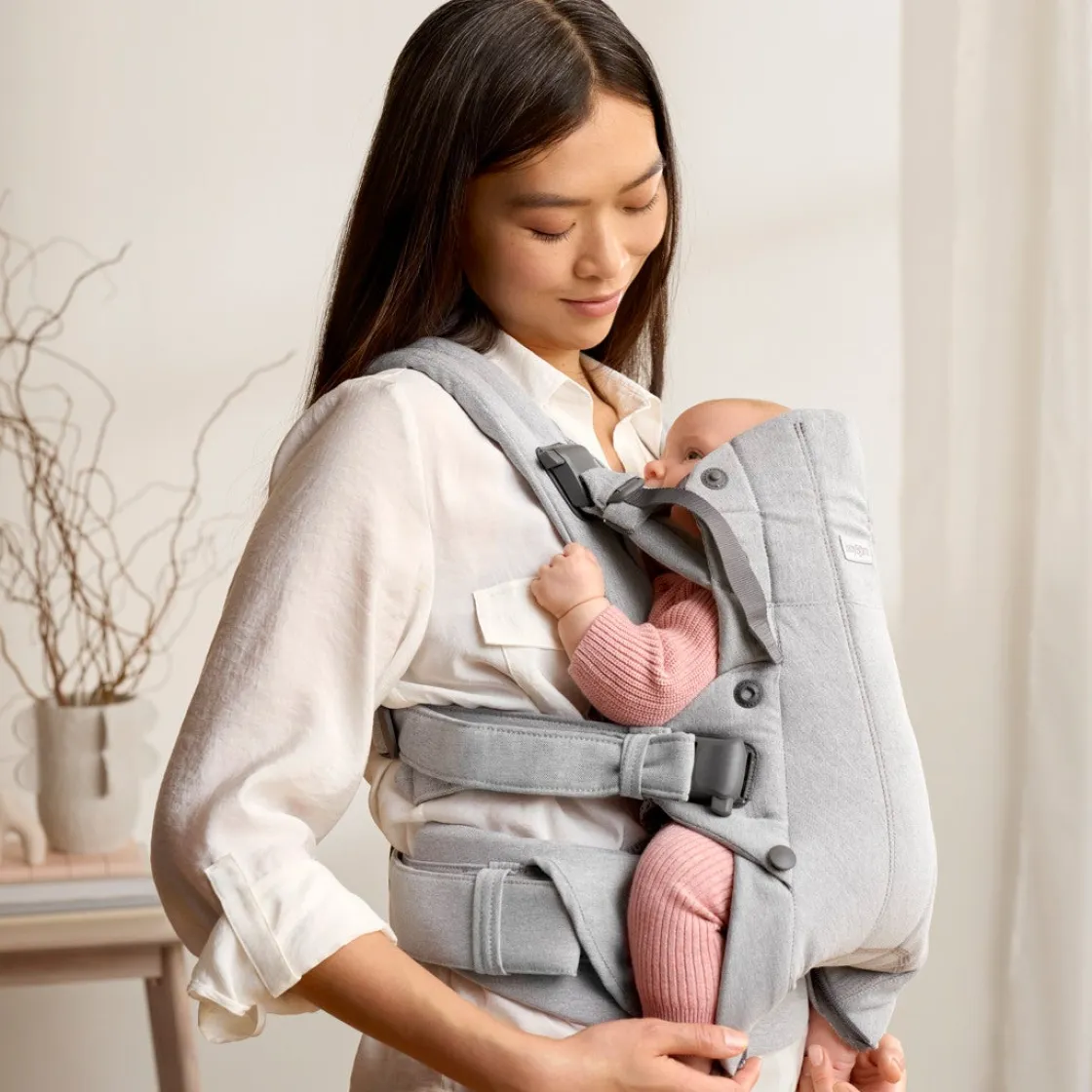 Bæreseler, Strækvikler & Bærestole|BABYBJORN BabyBjörn Harmony Bæresele Woven, Light Grey Melange Grå