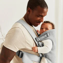 Bæreseler, Strækvikler & Bærestole|BABYBJORN BabyBjörn Mini Bæresele 3D Jersey, Light grey Grå