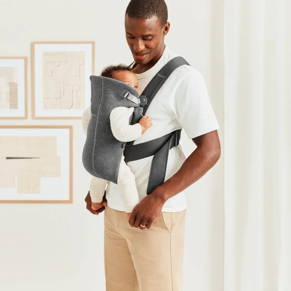 Bæreseler, Strækvikler & Bærestole|BABYBJORN BabyBjörn Mini Bæresele 3D Jersey, Dark grey Grå