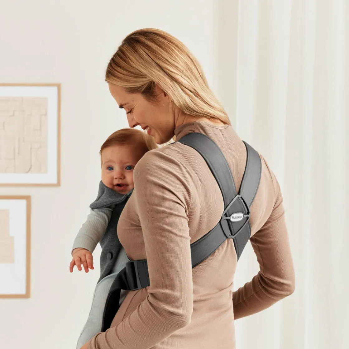 Bæreseler, Strækvikler & Bærestole|BABYBJORN BabyBjörn Mini Bæresele 3D Jersey, Dark grey Grå