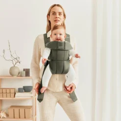Bæreseler, Strækvikler & Bærestole|BABYBJORN BabyBjörn Mini Bæresele Woven, Mørkegrøn Grøn