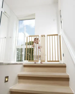 Sikkerhed|BabyDan Flexi Fit Skruegitter, Træ/Hvid Hvid/Brun