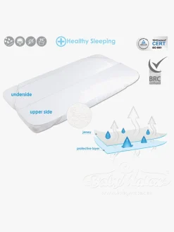 Sengetøj|BabyMatex Hygienic Jersey Rullemadras til Juniorseng 80x160 cm Åndbar og Vandtæt, Hvid