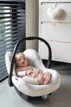 Tilbehør|BabysOnly Baby's Only Cozy Beskyttelsesbetræk til Autostol, Warm Linen Beige/Hvid