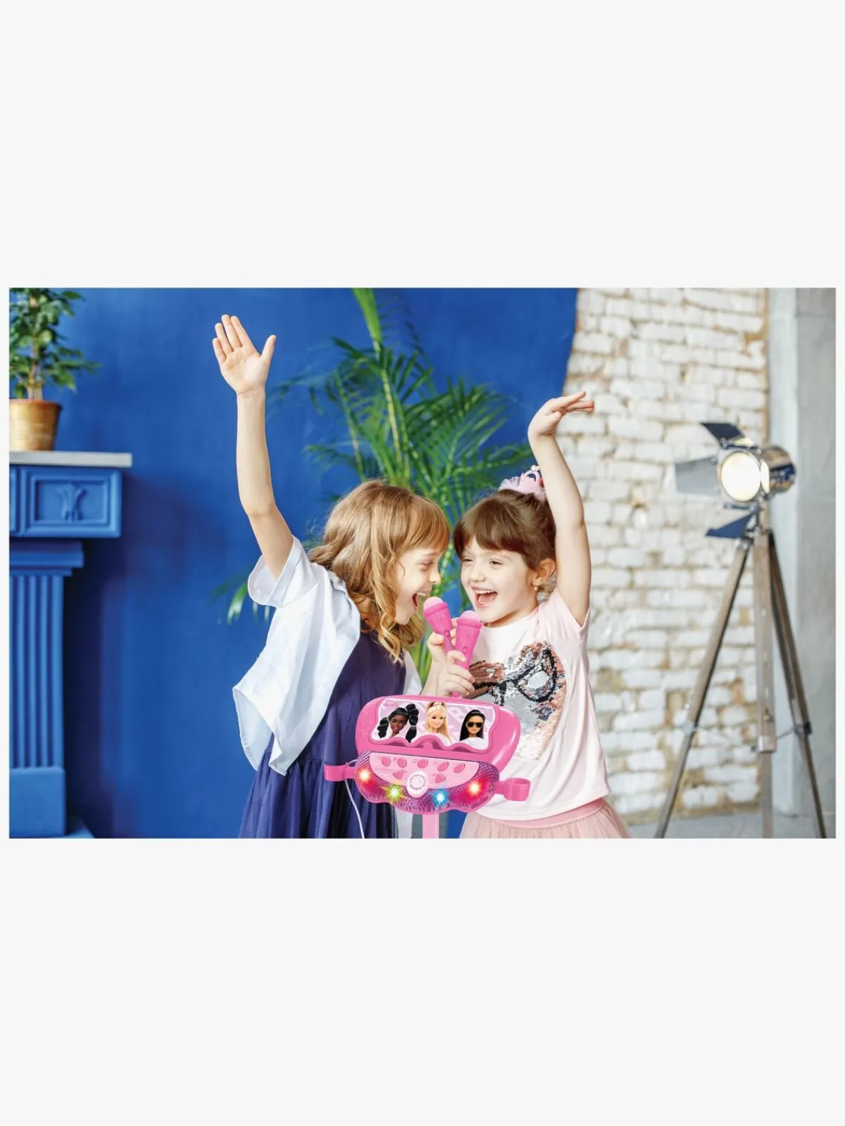 Musikinstrumenter|Elektronik & Media|Barbie Justerbart Karaoke-stativ med 2 Mikrofoner