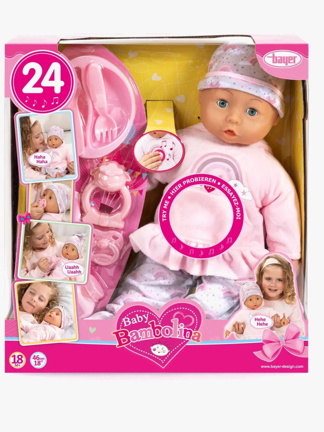 Interaktivt Legetøj|BayerDesign Bayer Design Bambolina Interaktiv Dukke 46 cm