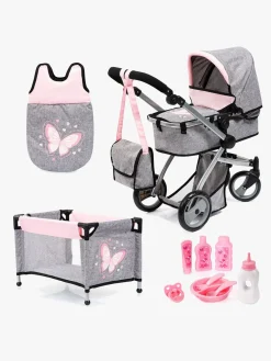 Dukker & Bamser|BayerDesign Bayer Design Dukkevogn Mega Set Milano Lyserød/Grå