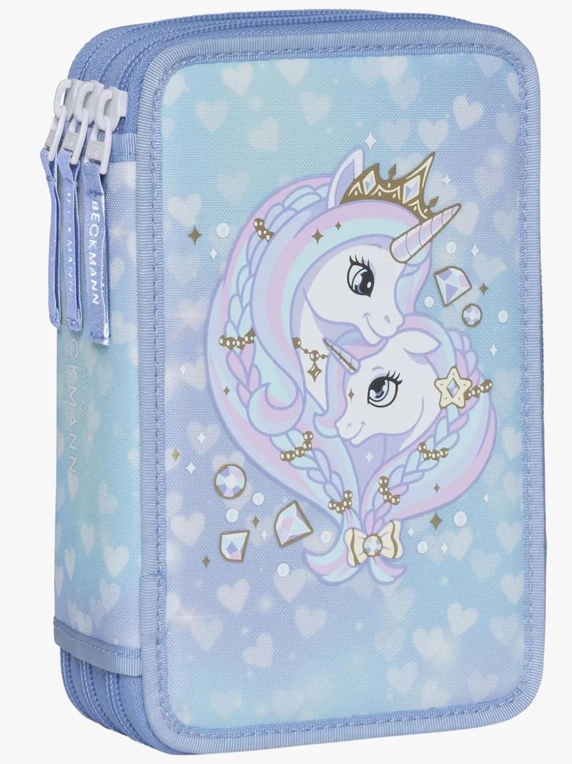 Kreativt Legetøj|Beckmann Penalhus Tredelt, Unicorn Princess Ice Blue Blå/Hvid