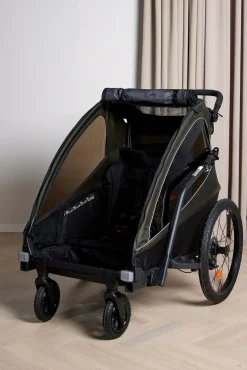 Aktivitetsvogne|Beemoo Activity Sport Cykelanhænger inkl. Newborn Set, Løbesæt & Regnslag, Green